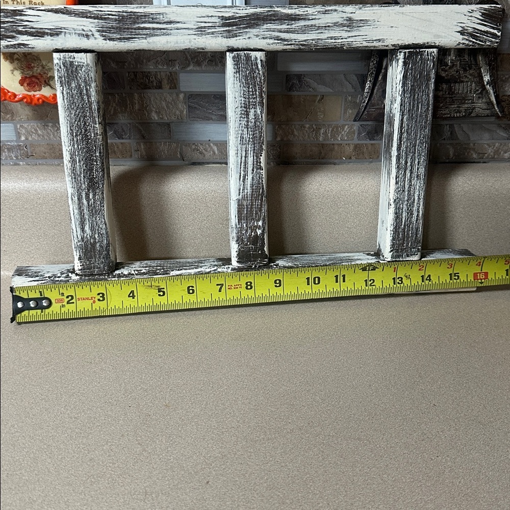 Rustic Distressed White and Black Cake Stand and Ladder Decor - Picture 7 of 8